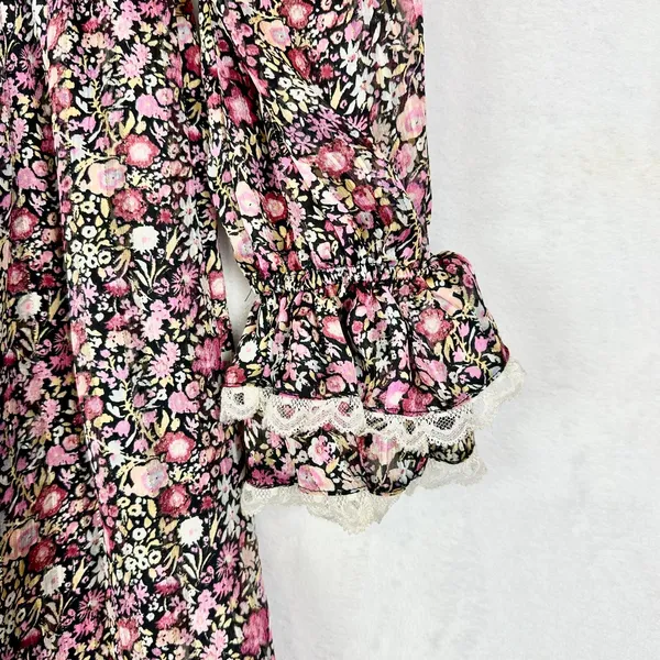 For Love & Lemon Grace Mini Dress Size Small Floral Lined Boho Prairie Feminine - Image 7