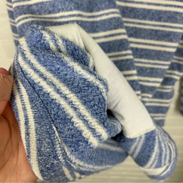 L.L.Bean Blue & White Striped Knit Cowl Neck Sweater Size S - Image 9
