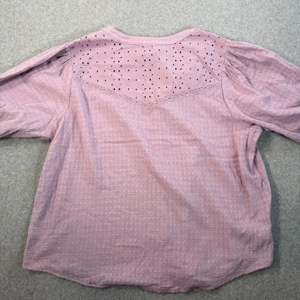 Knox Rose Women's XXL Lavender Eyelet Ruffle Button Front Blouse Top Puff Sleeve - Image 7