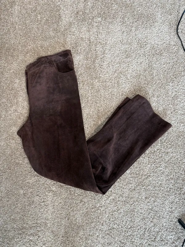 Brown suede 100% Leather Flare leg Pants - Image 4