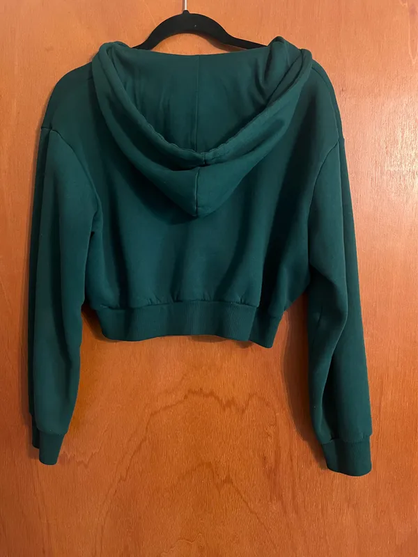 Green Divided H&M Cropped Hoodie - Image 2