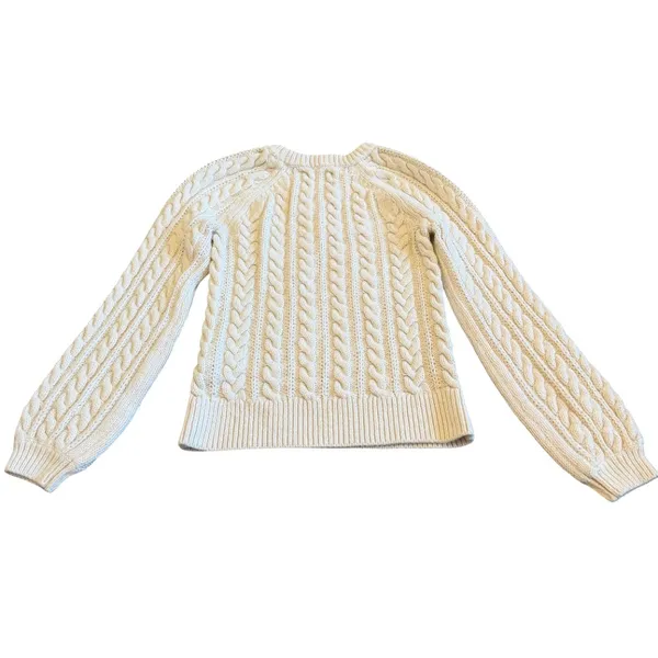 Abercrombie & Fitch Cream Thick Cableknit Sweater Pullover Chunky Cozy Sz Small - Image 6