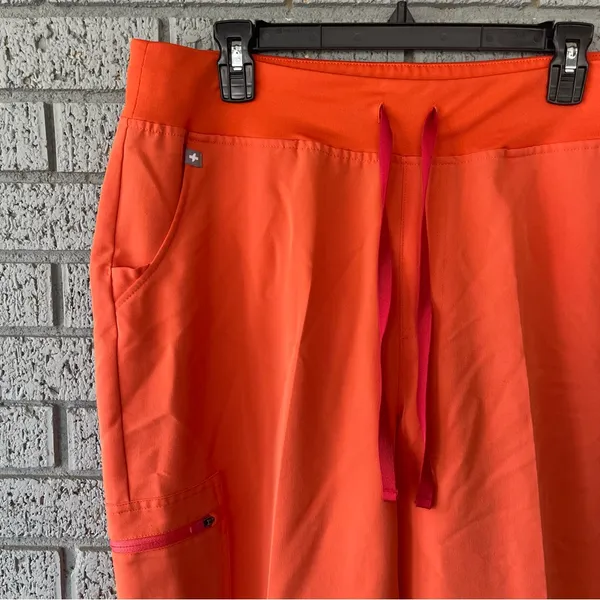 Figs High Waisted Zamora Jogger Scrub Pants Sunset Orange Size XL - Image 3