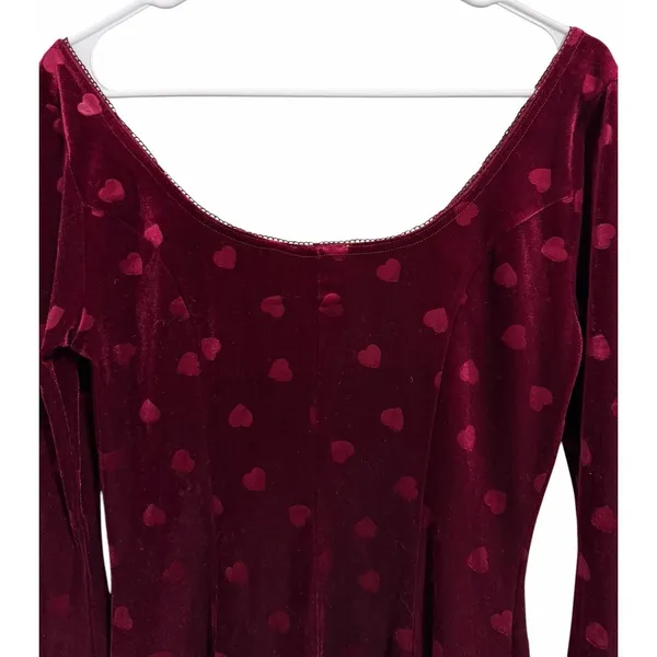 Dolls Kill Sugar Thrillz Valentine Wish Mini Dress Burgundy Women'S Size‎ Medium - Image 4