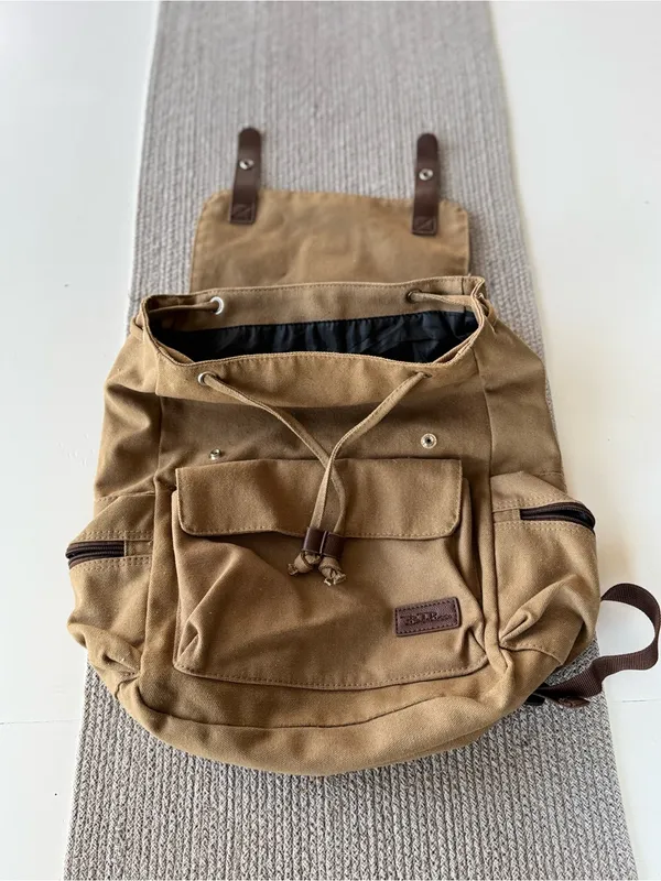 Bella Russo Tan Brown Nylon Drawstring Backpack - Image 8