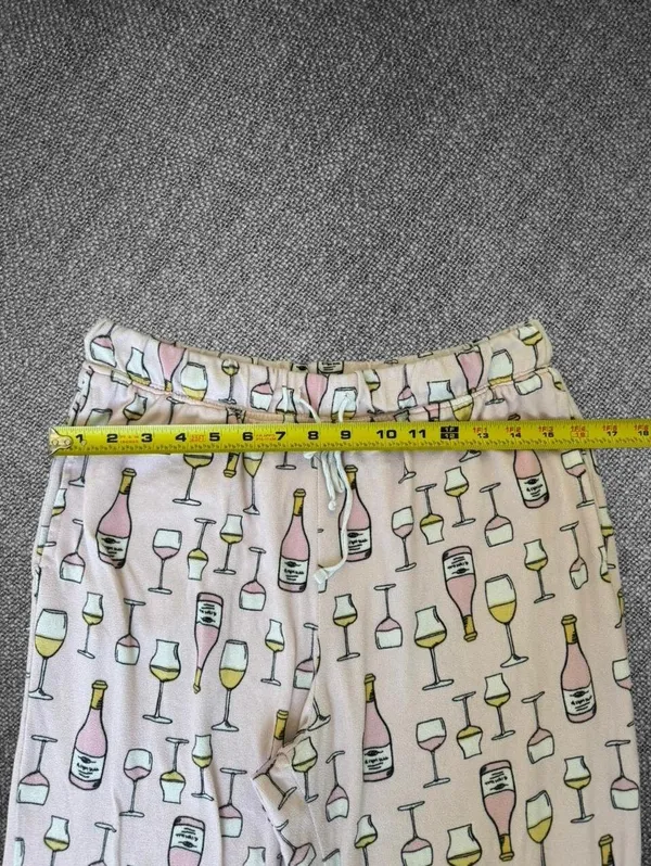 Pink Wine Print Pajama Jogger Pants Size M - Image 5