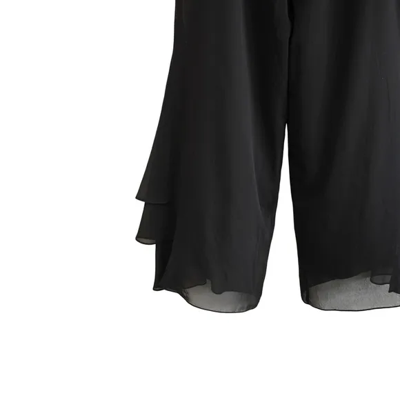 Alex Evenings Black Chiffon Wide Leg Tiered Ruffle Hem Dress Pants Gala‎ Formal - Image 3