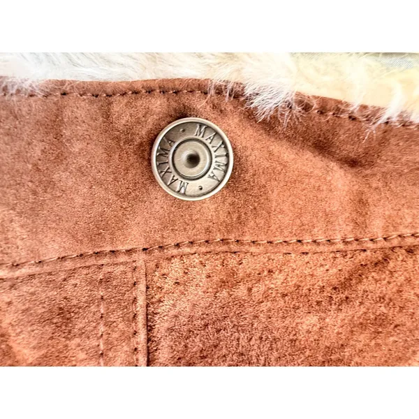 Wilsons Leather Maxima Brown Suede Faux Shearling Trucker Jacket Womens Medium - Image 7
