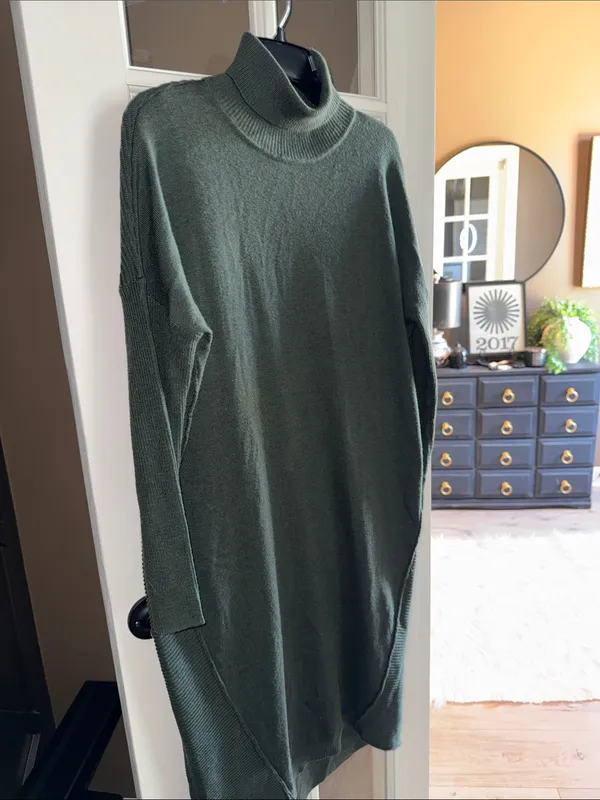 ASOS Green Turtleneck Knit Sweater Midi Dress 8 - Image 5