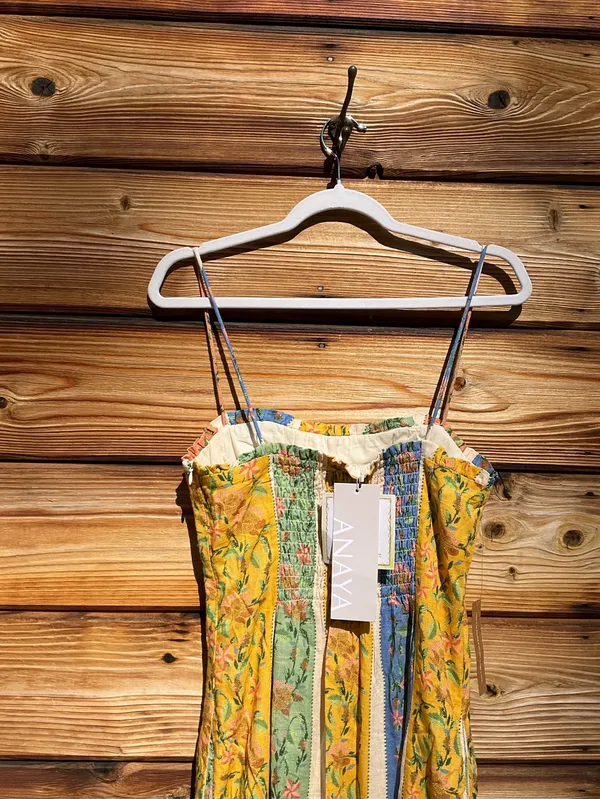 Few Moda Anaya Size 4 Multi Color Yellow Blue Midi Dress - Image 14