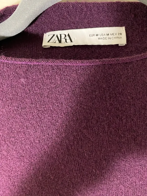 Zara Purple Solid Knit Long Sleeve M - Image 4