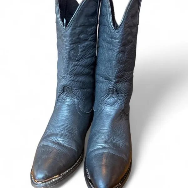 Masterson Boot Co Western Cowboy Boots Women 7.5 Black Leather Metal Toe Tips - Image 8