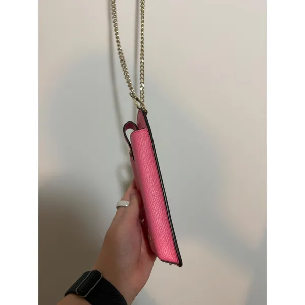 Kate Spade Phone Crossbody Womens Pink Leather Chain Strap Mini Bag Wallet - Image 10