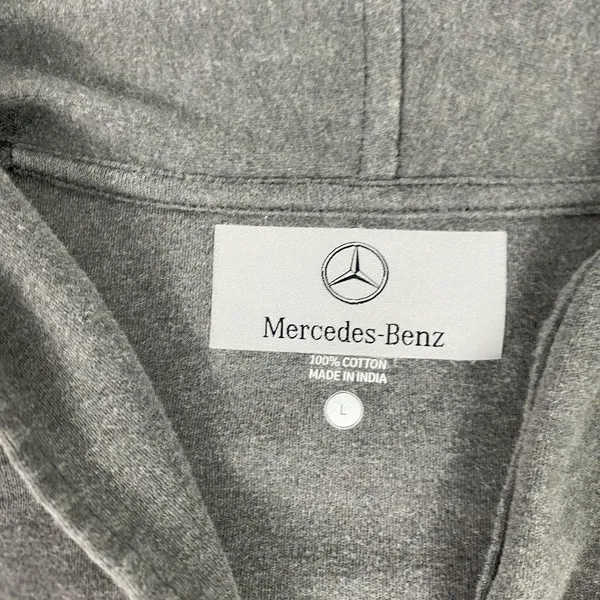 Mercedes-Benz Sweater Womens Large Gray Open Front Cardigan Cotton Logo - Image 3