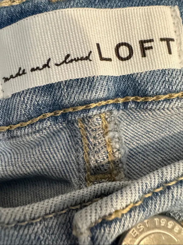 LOFT Light Blue Skinny Cropped Jeans with Raw Hem - Image 3