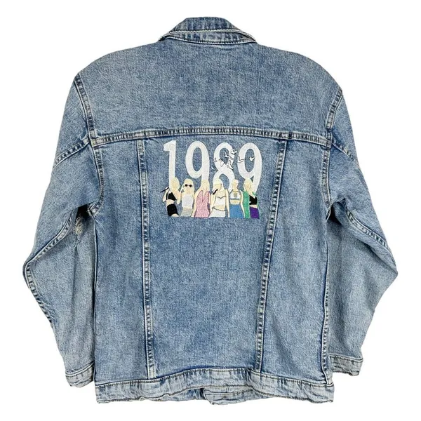 Art Class Taylor Swift Inspired Embroidered Jean Jacket 1989 Era Version 10 12 Large‎ 162 - Image 2