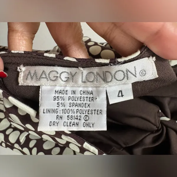 Maggy London 2000s Y2K Halter Polka Dot Maxi Dress in Brown & White Size 4 - Image 3