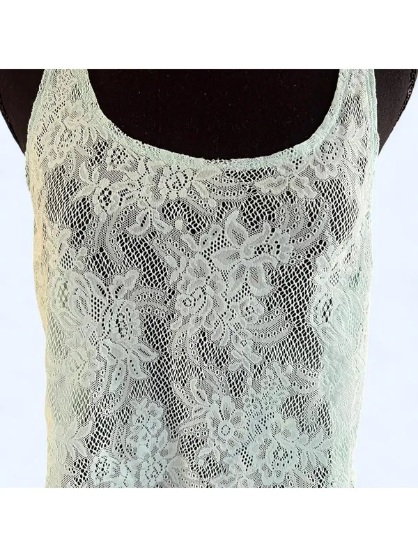 Vintage Y2K Victoria's Secret Pink mint lace coquette crop tank top Size XS 💚 - Image 2