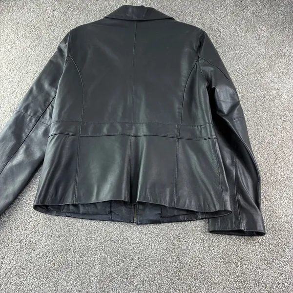 R&O by Reilly Olmes Leather Jacket Womens Large Black‎ Zip Up Minimalist Y2K 90s - Image 13