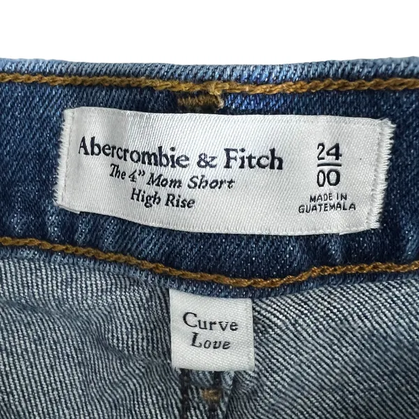 Abercrombie & Fitch Curve Love 4" Mom Short Distressed Denim Dark Wash Size24/00 - Image 5
