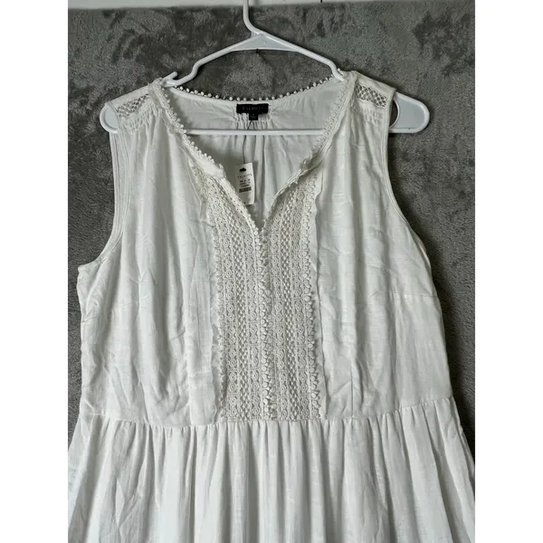 Talbots Pintucked Tiered Hem Cotton Gauze Embroidered Lace Maxi Dress Size 8 New - Image 2
