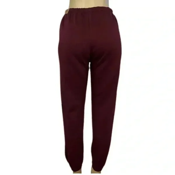NWT VS Victoria’s Secret Pink Black Orchid Maroon Logo Campus Pant Sweatpants M - Image 3