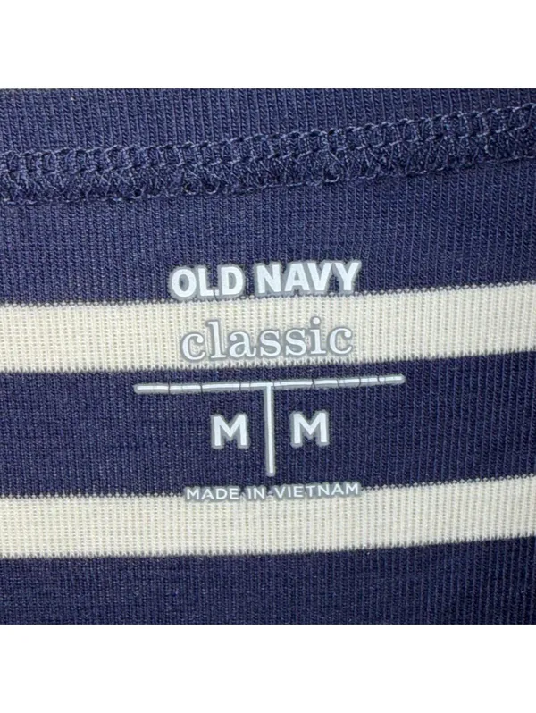 Old Navy Classic Navy & White Striped Boat Neck Top Size Medium - Image 6