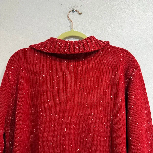 Magnolia Boutique Red White Moose Aztec Zip Sweater Cardigan Sz S NWOT - Image 10