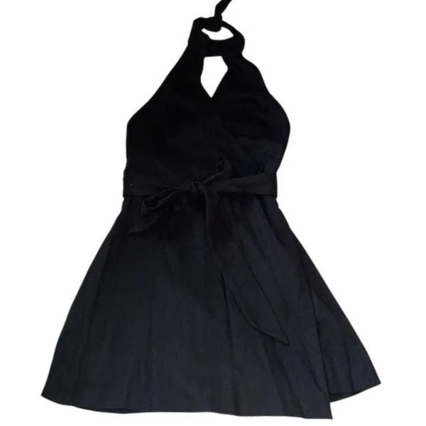 ✨Free People Xandra High Neck Mini Wrap Black Sz Small Dress✨ - Image 4