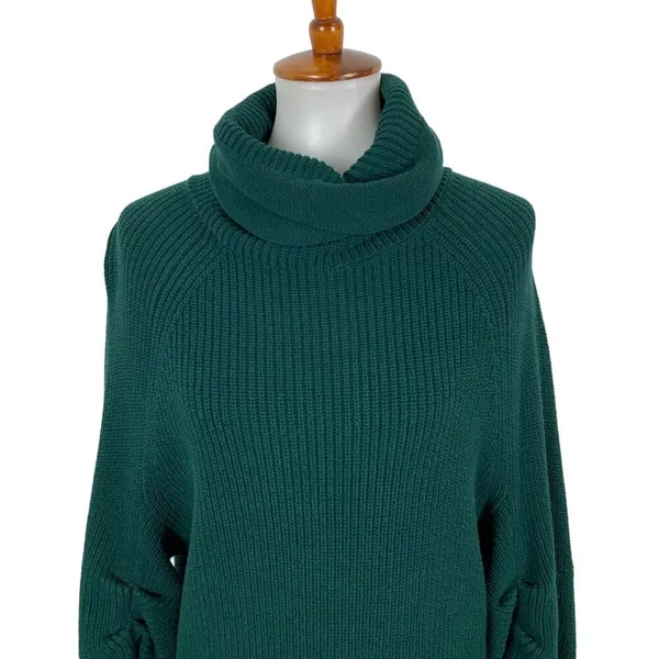Cabi Green Sweater Small Chunky Knit Funnel Neck Comfy Fall Style‎ - Image 2