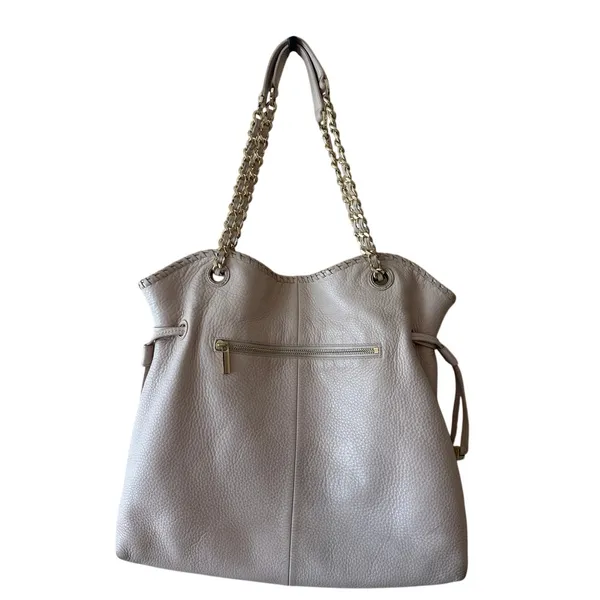 Tory Burch Marion Slouchy‎ Tote Light Oak Pebbled Leather Chain - Image 2