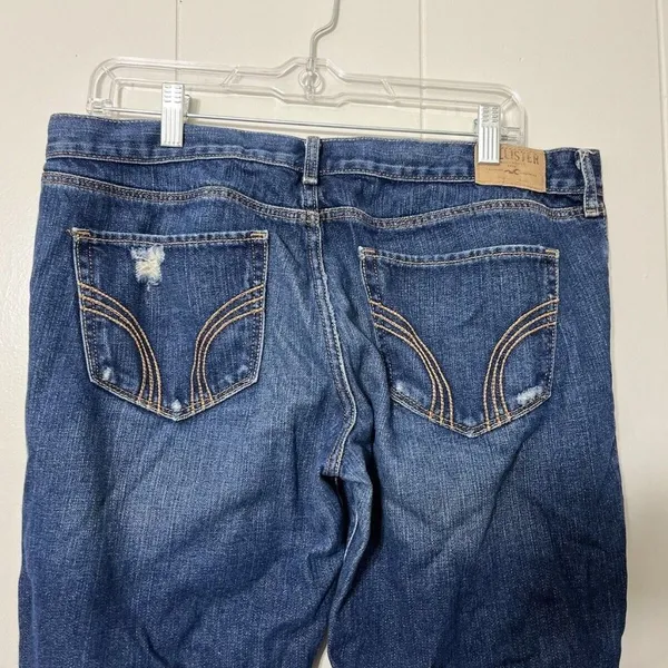 Hollister Low Rise Straight Leg Distressed Jeans Blue Size 11R - Image 5