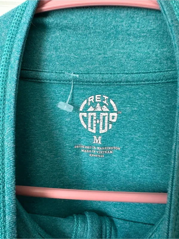 REI Co-Op Women's Medium Green/Blue Long Sleeve Mock Neck Activewear 1/4 Zipper - Image 4