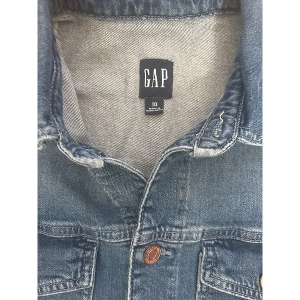 Gap Women Blue Denim Utility Jumpsuit Short Sleeve Button Front Romper Size 10 - Image 4