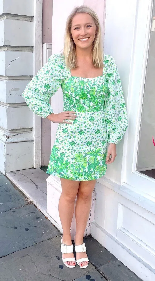 Estelí mini palm print cotton long sleeve dress - Image 2