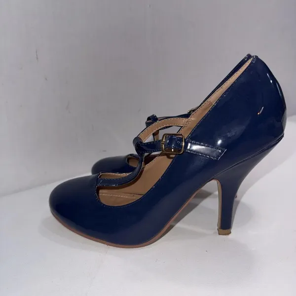 Journee Collection Old Money Business Casual Formal T‎ Strap Stiletto Blue Pumps - Image 6