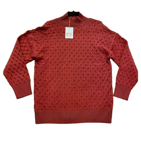 Knox rose nwt pointelle mock neck burgundy sweater m - Image 3