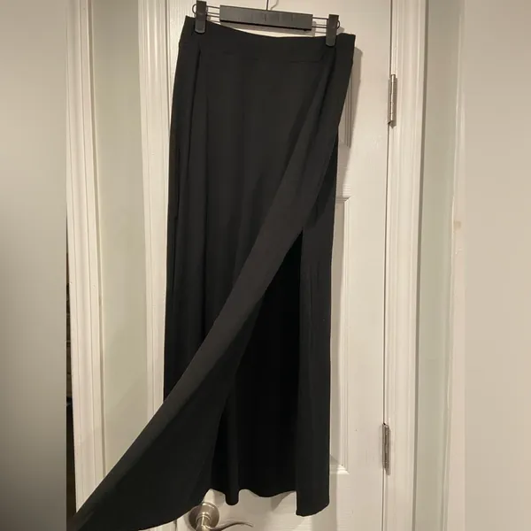 Joe B Size L Black Pull On High Double Slit Stretchy Flowy Maci Skirt - Image 3
