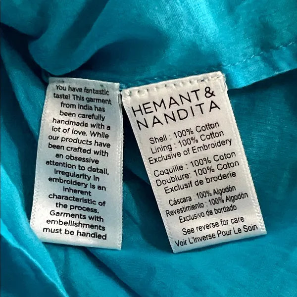 Hemant and Nandita One Shoulder Dress Eyelet Size XS Mini Dress - Image 12