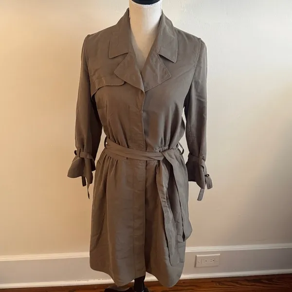 Banana Republic Trench Dress Long Sleeve Belt Art Military Tan Beige Size 6 - Image 2