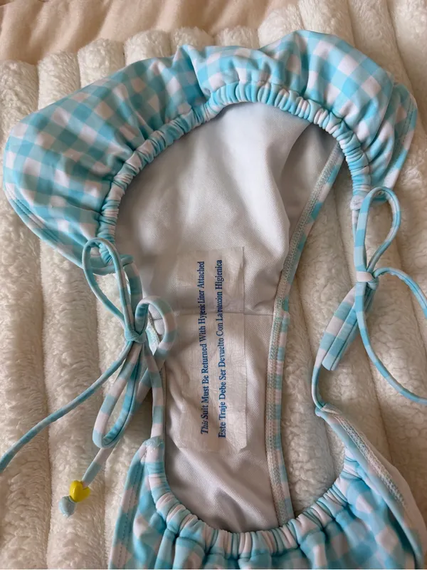 NWOT Stoney Clover lane target Blue Gingham Tie-Side Bikini Bottom - Image 3