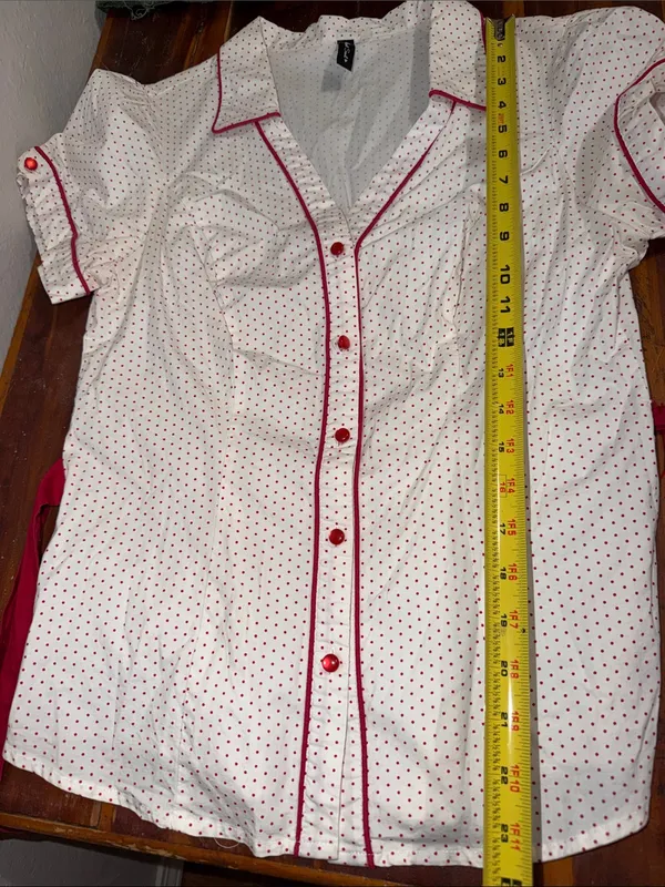 Vintage Polka Dot Shirt 50s 60s 70s 80s Diner Top with belt rockabilly dress up - Image 5