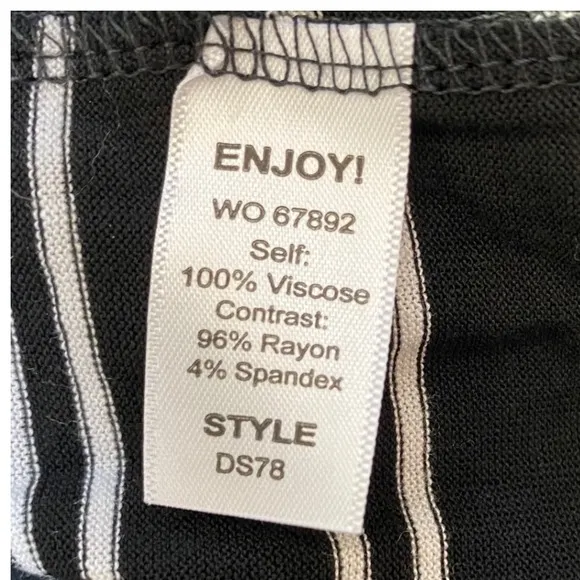 Michael Stars viscose drawstring tie waist dress black white stripes -‎ XS EUC - Image 5