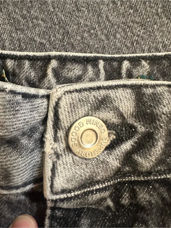 Superdry Mid Rise Wide Leg Jeans Black Wash 28/30 New - Image 7