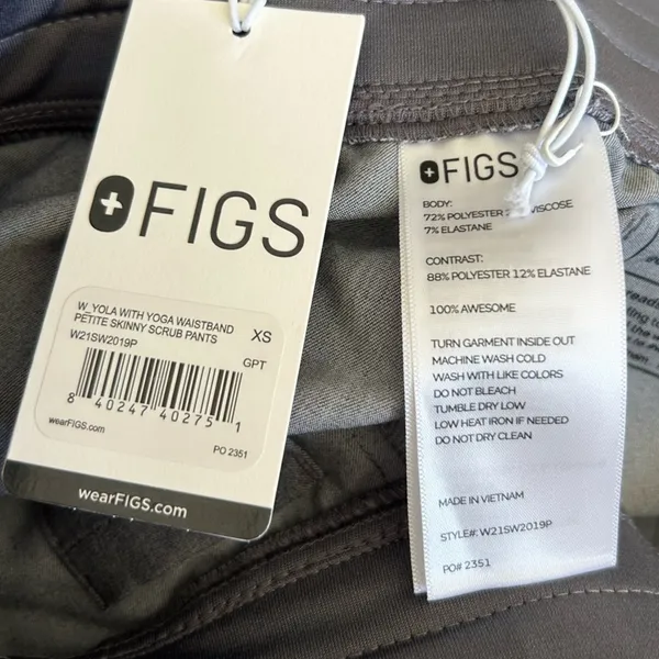 NWT Figs Gray Yola‎ W/ Yoga Waistband Petite Skinny Scrub Pants Size XSP - Image 5