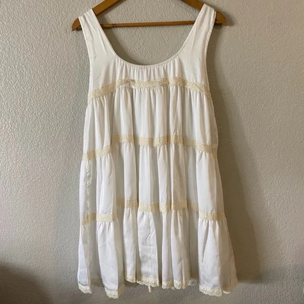 LOUCIA Tiered Lace Babydoll Dress Cottagecore romantic milkmaid festival Small - Image 13