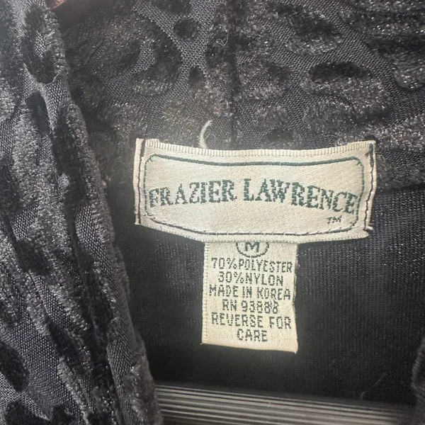 Vtg Frazier Lawrence Mock Neck‎ Top Burnout Velvet Black Gothic Women Size M - Image 4