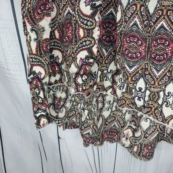 Boho Mixed Print Tunic Peasant Top With Lace Detail - Image 5