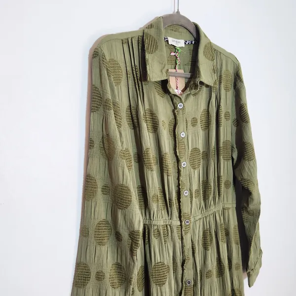 Umgee Green Midi Long Sleeve Shirt Dress NWT Size Small - Image 3