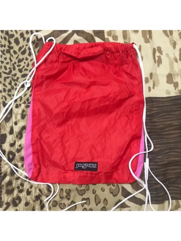 Jansport Red & Pink Vintage Drawstring Bag, Used - Image 4